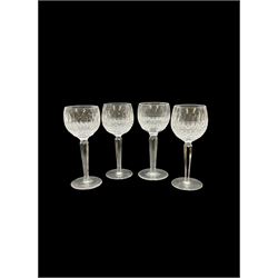 Set of ten Waterford Colleen pattern cut crystal hock glasses, four in presentation boxes, H18.7cm