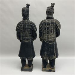 Pair of Chinese 'Terracotta Warrior', modelled as soldiers, H38cm