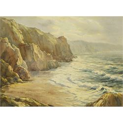 William F Piper (British c1900-1967): Seascape near Kynance Cornwall, watercolour signed 26cm x 36cm