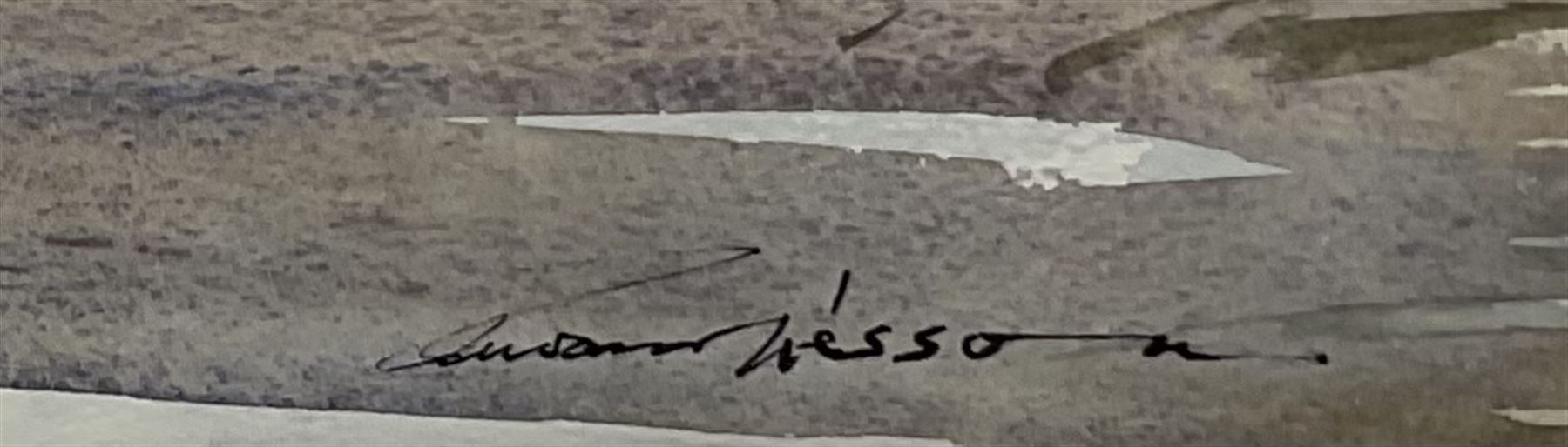 Edward Wesson (British 1910-1983): 'Morston Quay Norfolk', watercolour signed 32cm x 49cm 
Provenance: with the Alexander Gallery, Bristol, label verso dated 13/5/1982