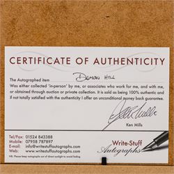 Ten signed Formula 1 photographs, comprising eight Damon Hill examples, Jenson Button and a Nigel Mansell example, nine with certificates of authenticity from Write Stuff Autographs, all framed, largest H47cm, W67cm