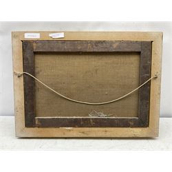 E Van Dam (Dutch late 19th century): Snowy Landscape with Figures and Windmills, oil on canvas signed and dated 1894, 30cm x 45cm