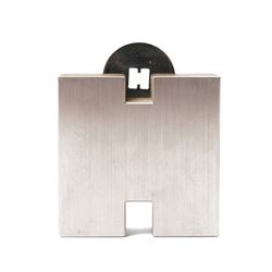 Hermès - ‘H’ pencil sharpener, brushed palladium-tone metal, with black leather-covered pencil, two original boxes and booklet