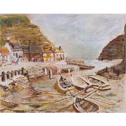 English School (Contemporary): 'Staithes', oil on paper indistinctly signed, titled verso ...