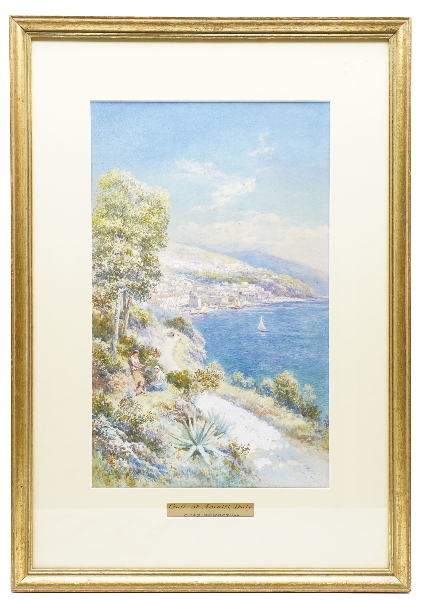 Charles Edmund Rowbotham (British 1856-1921): 'Gulf of Amalfi - Italy', watercolour signed 45.5cm x 27cm