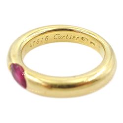  Cartier Ellipse 18ct gold single stone ruby ring, hallmarked, boxed