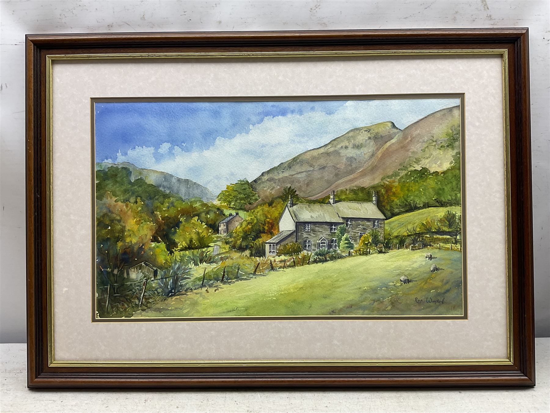 Ron Wagstaff (Northern British 20th Century): 'Heavy Lunch - Leopard', 'Cross County at Epworth', Draft Horses and The Farm, collection of four watercolours signed, variously titled verso; Dawn Ogel (British 20th Century): The Cockerel, pastel signed max 38cm x 35cm (5)