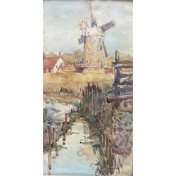 Jon Peaty (British 1914-1991): 'Farm Near Walton', watercolour signed and dated '89 together with Dutch School (19th/20th century): River and Windmill Scene, watercolour indistinctly signed max 30cm x 42cm (2)