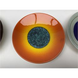 Poole Pottery The Planets, set of nine chargers 'The Planets, by Alan Clarke, comprising Mars, Mercury, Neptune, Venus, Uranus, Pluto, Jupiter, Saturn and Earth, all with original boxes and certificate, D27cm 