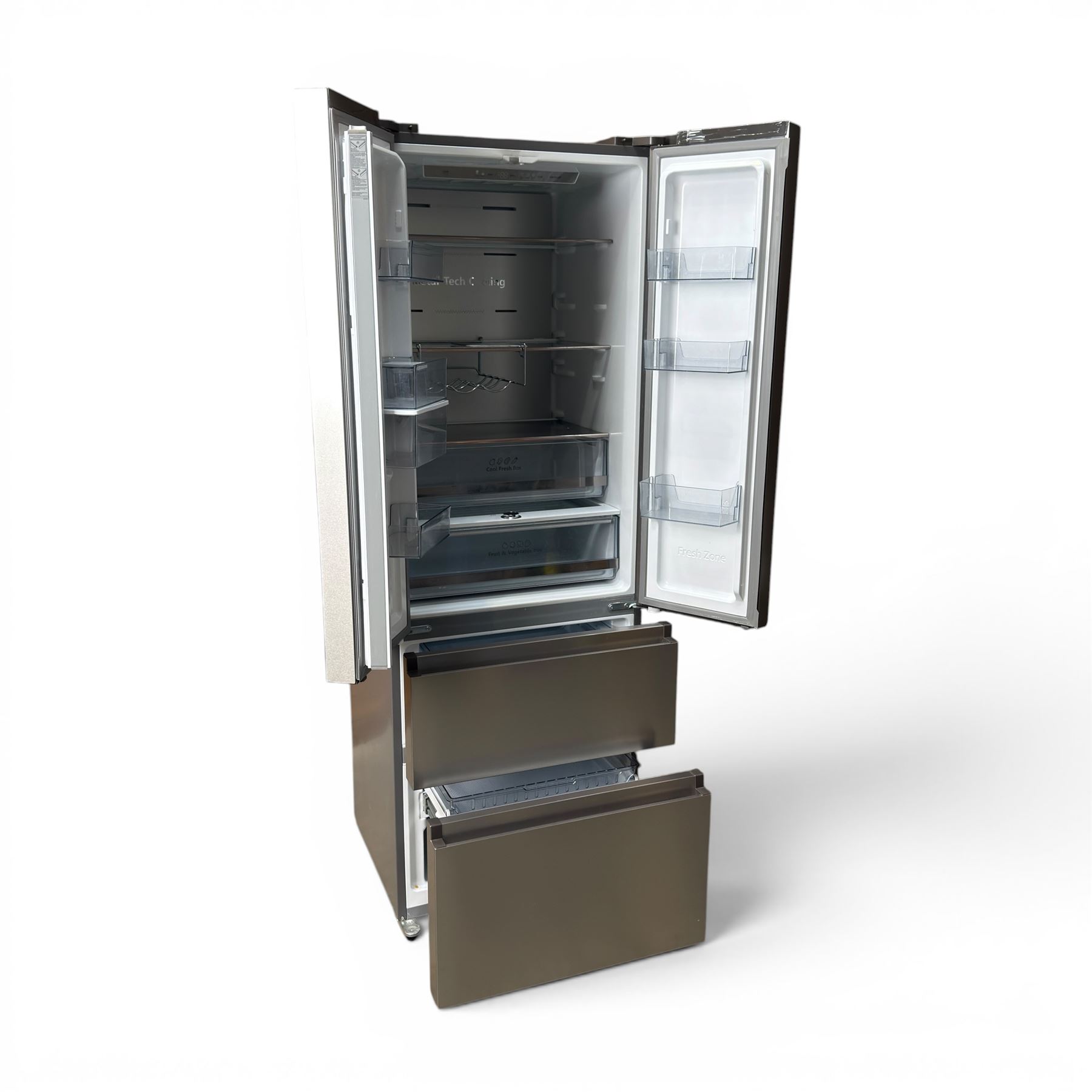 Hisense American style fridge freezer, fitted with double fridge doors and two freezer drawers, model no.  BCD-454WP2NF1R1/HC4