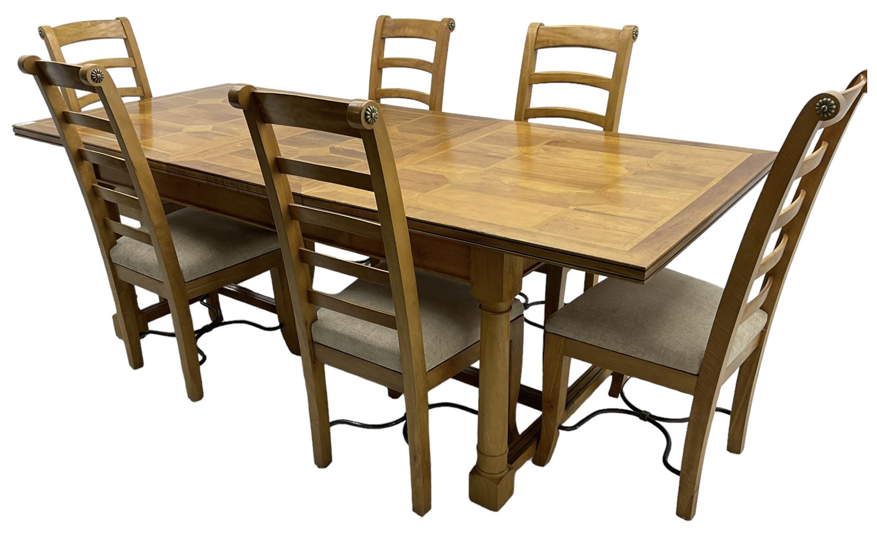 Barker & Stonehouse - rectangular flagstone dining table and a set of six ladder back dining chairs 