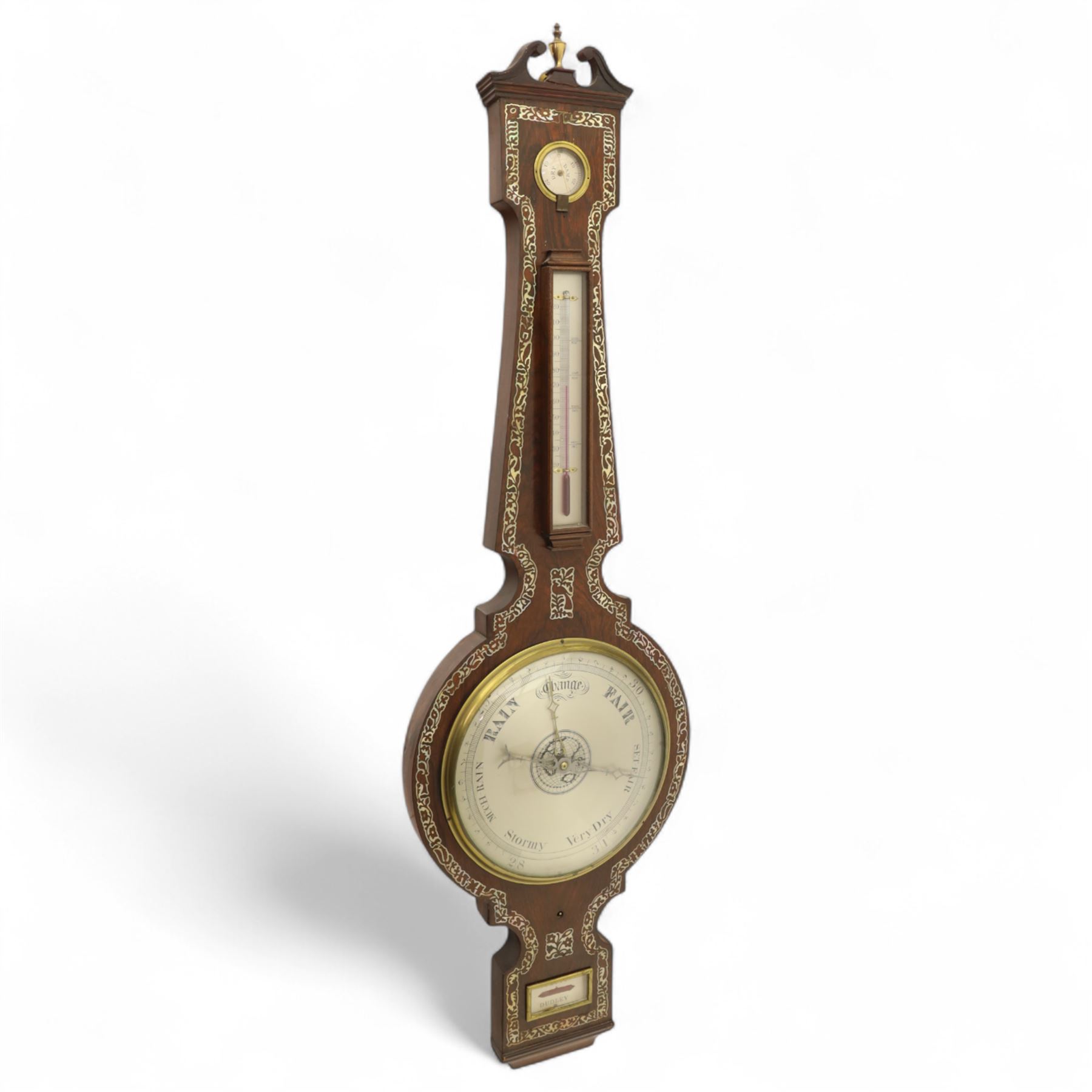 English-mid 19th Century four-glass rosewood wheel barometer c1850, with a 10