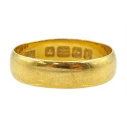 Early 20th century 22ct gold band, Birmingham 1918