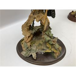 Country Artists figure of a peregrine falcon ' Lord of the Skies ' by David Ivey, limited edition, H44cm, together with two Sherratt and Simpson figures, both of peregrine falcons perched on branches. 