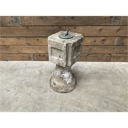Collection of 9 decorative stone garden objects including sun dial small troughs mill stone and more,