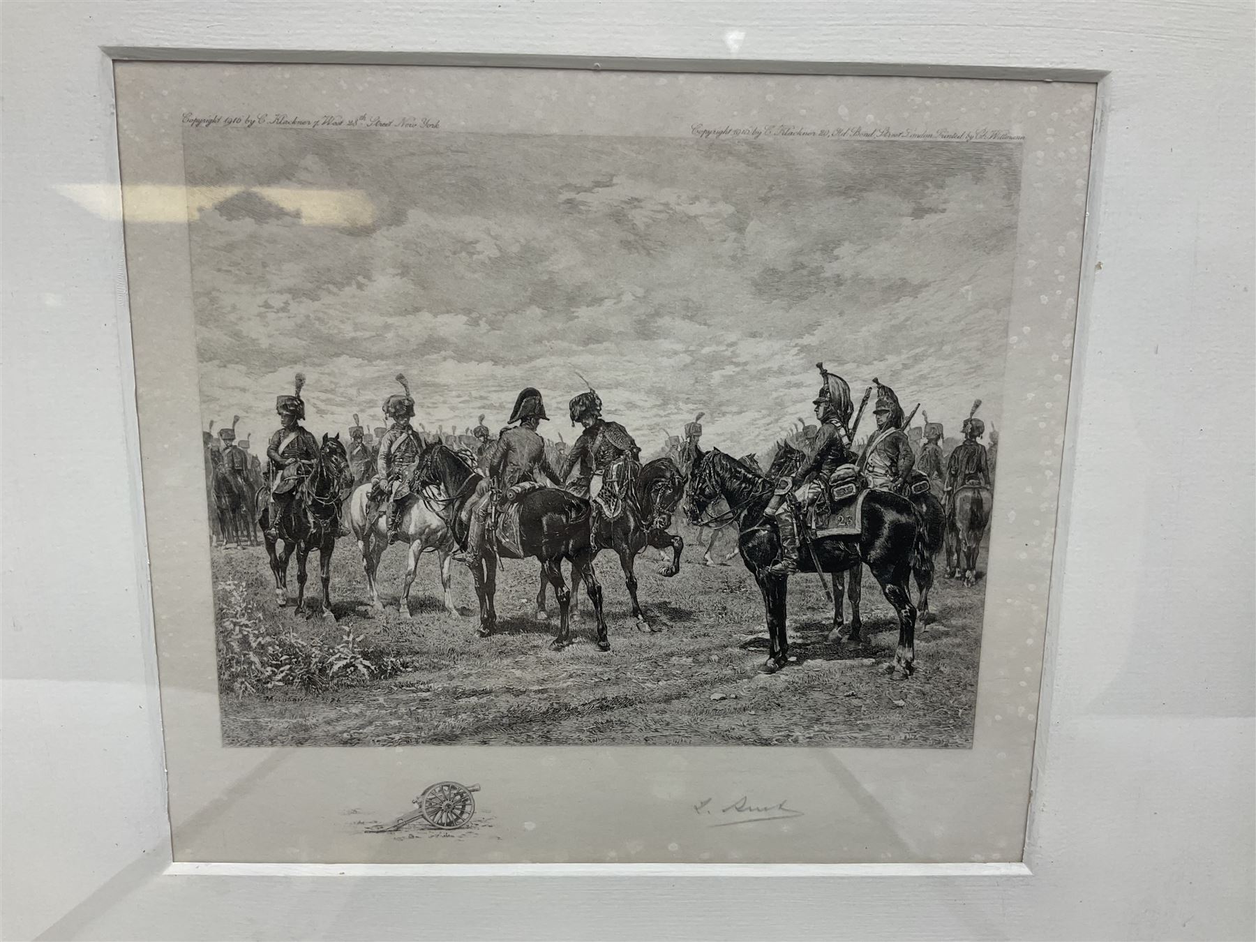 Three L Ruet etchings, together with two volumes of The Life and Times of Queen Victoria by Wilson 