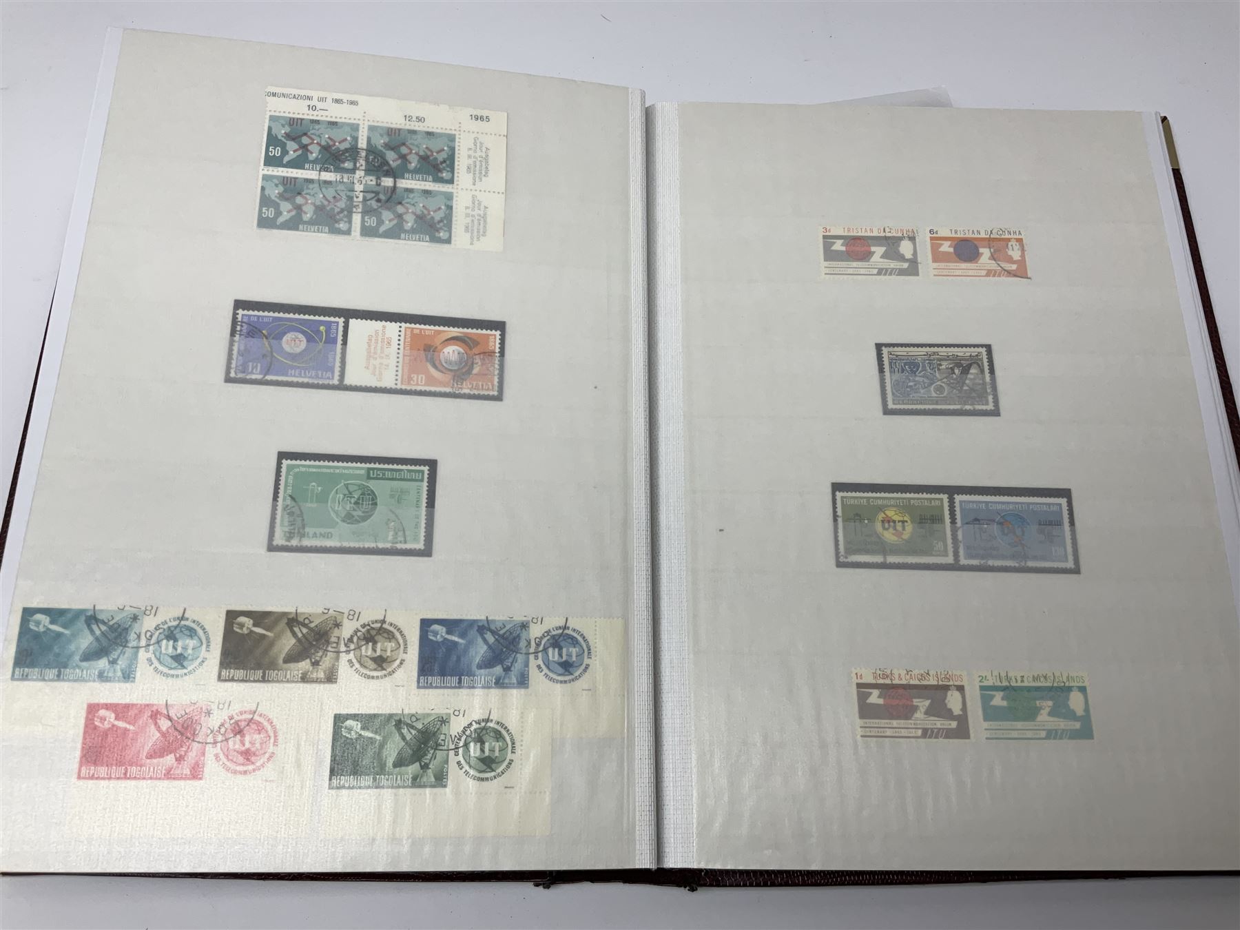 Thematic stamp collection relating to satellites, telecommunications and space from various Countries including Angola, Antigua, Ascension, Australia, Bahamas Barbados, Bhutan, British Virgin Islands, Denmark, Ecuador, Israel etc, a mint and used collection housed in three stockbooks