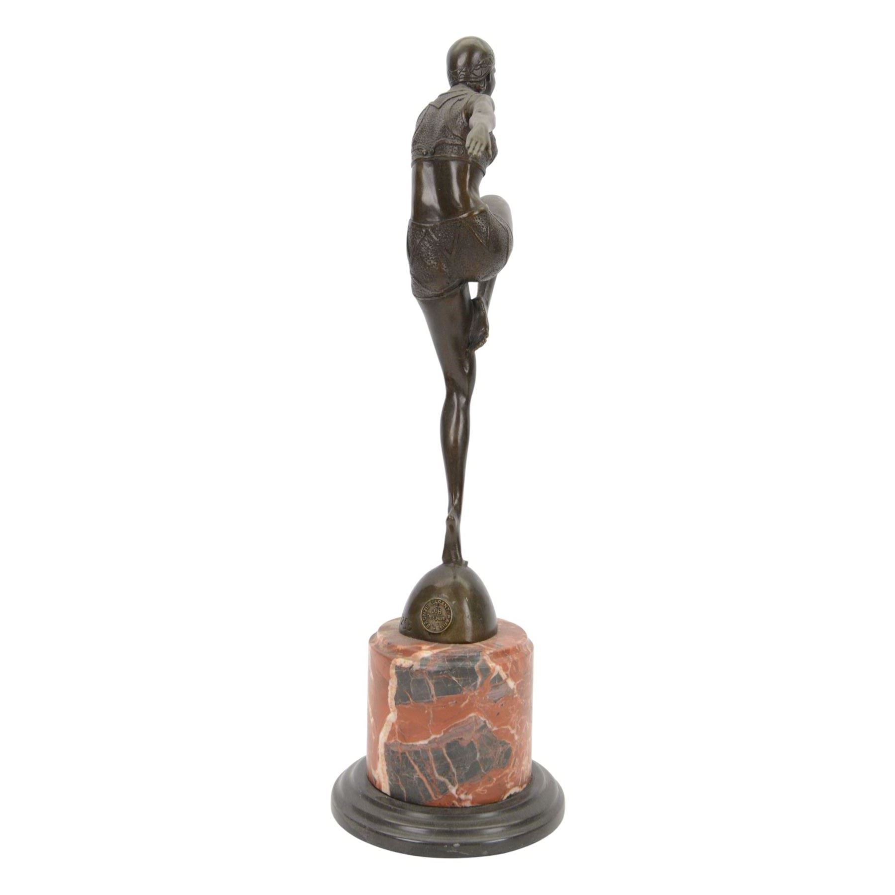 After Johann Philipp Ferdinand Preiss, art deco style bronze figure of a dancer upon a stepped circular plinth, H56cm