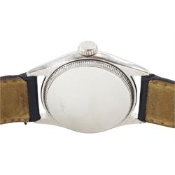Rolex Oyster Royal gentleman's stainless steel manual wind wristwatch, circa 1951, Ref. 6044, serial No. 720560, on black leather strap