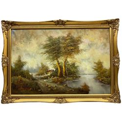 B Groneman (20th century): Landscape, oil on canvas signed 60cm x 90cm