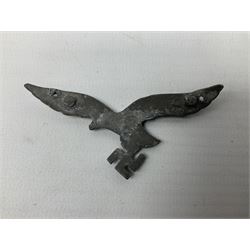 Five WW2 German peaked cap badges, four with double-pinned backs