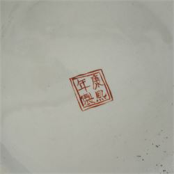 Chinese famille verte jar and cover, painted with traditional foliage and birds, Republic period, four character mark to base, H43cm 