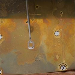 Mouseman - Oak 8-day grandmother clock, with a high quality weight driven movement and dial by Sinclair and Harding & Co of Cheltenham (No 477), brass break-arch dial with pierced steel hands, cast spandrels and a matted dial centre, silvered chapter with Roman numerals and minute track, dial pinned to  a two train rack striking movement, striking the hours on a cast bell, case with a full length glazed door and visible brass cased weights and conforming brass cased cylindrical pendulum. Signature carved mouse to the top of the arch of the case, from the workshop of Robert Thompson of Kilburn
With key.
Longcase.