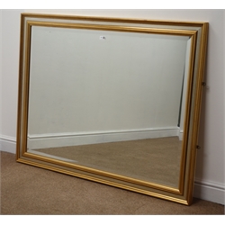 Large gilt framed bevel edge wall mirror, W135cm, H104cm  