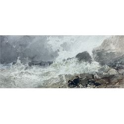 Paul Marny (French/British 1829-1914): 'Filey Brigg', watercolour signed, titled and dated 1879 on mount 12cm x 27cm 