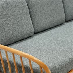 Lucian Ercolani for Ercol - 'Studio Couch' model no. 355, elm and beech framed with grey upholstered loose cushions