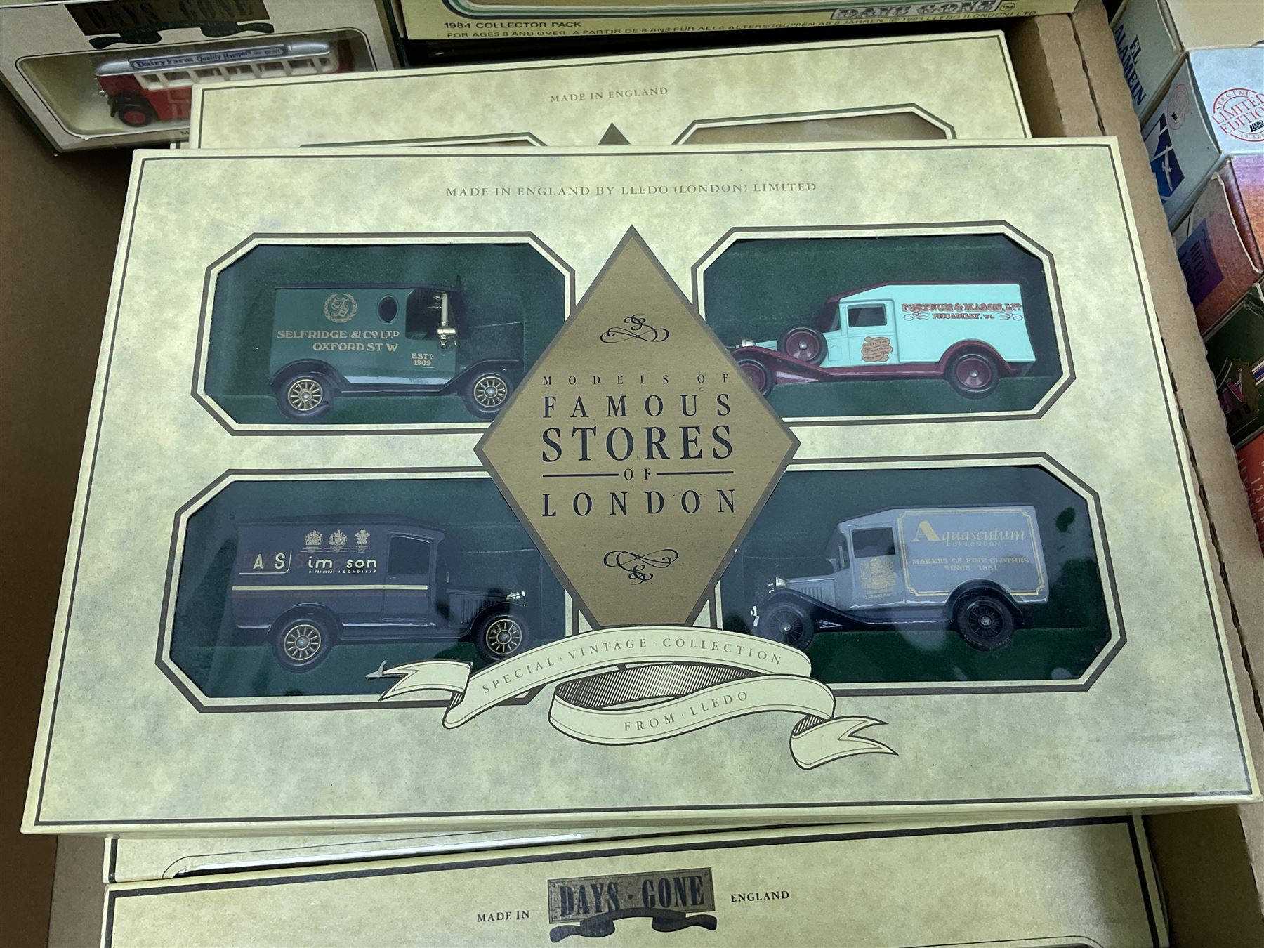 Lledo Railway Express Parcel Van of the 1930's sets, British Army Collection 1939, Exchange & Mart, Days Gone box sets and others in two boxes (37)