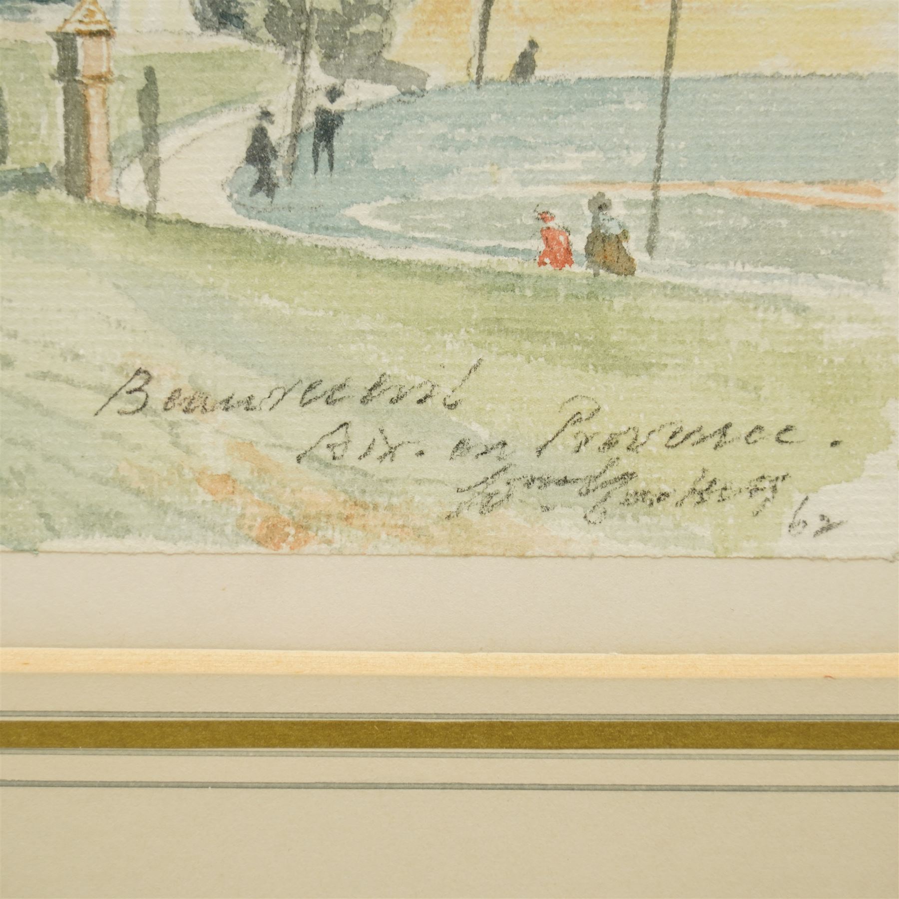 William John Clare Gaskell (British Mid-20th century): 'Beaurecueil - Aix en Provence', watercolour signed inscribed and dated '62, 24cm x 32cm