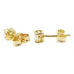 Pair of 18ct gold round brilliant cut diamond stud earrings, total diamond weight approx 0.40 carat