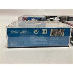 Pauls Model Art Minichamps Formula - ten 1:43 scale die-cast models of racing cars in plastic display cases (10)