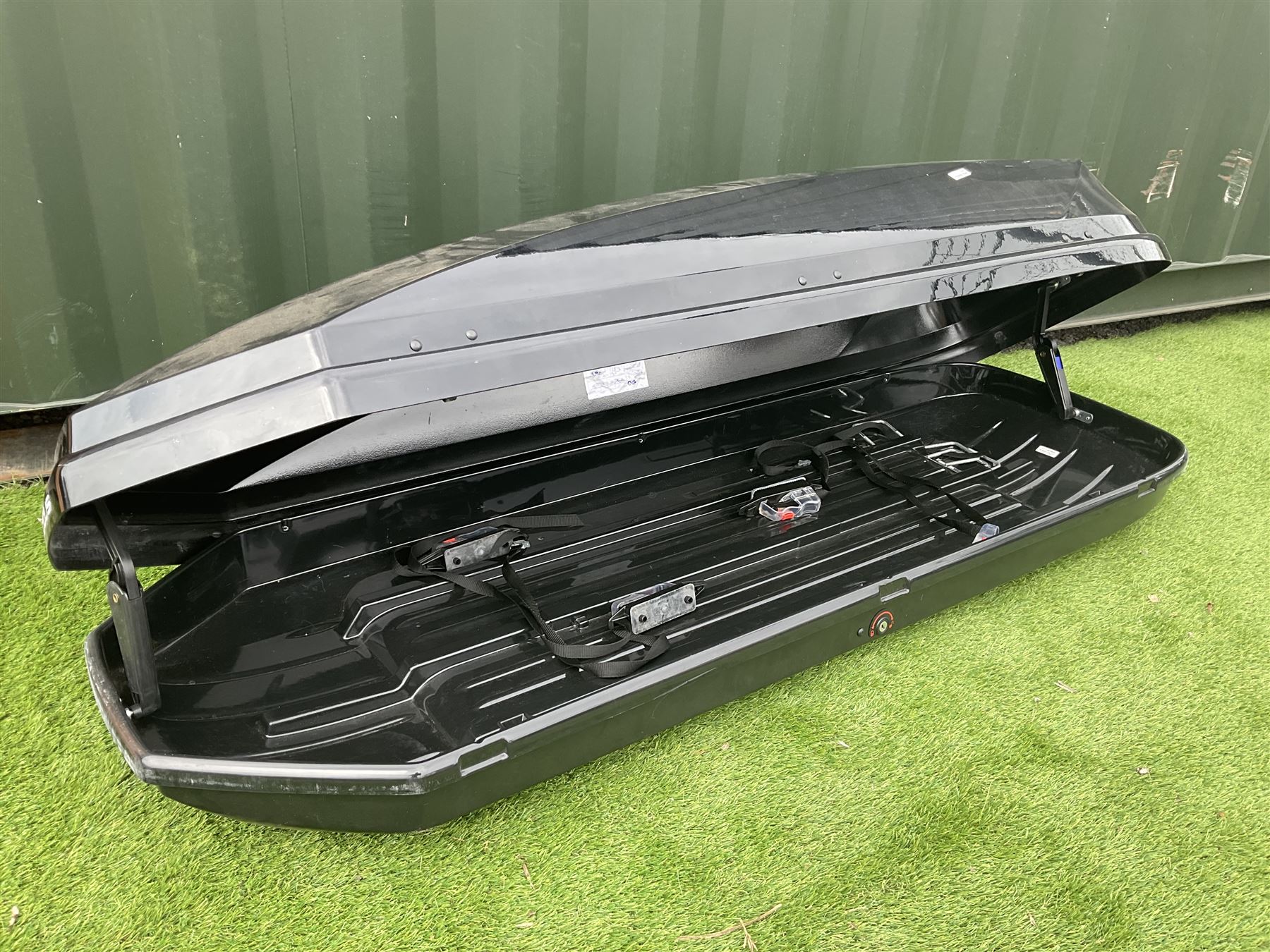 “Exodus” black, plastic, roof storage box - THIS LOT IS TO BE COLLECTED BY APPOINTMENT FROM DUGGLEBY STORAGE, GREAT HILL, EASTFIELD, SCARBOROUGH, YO11 3TX