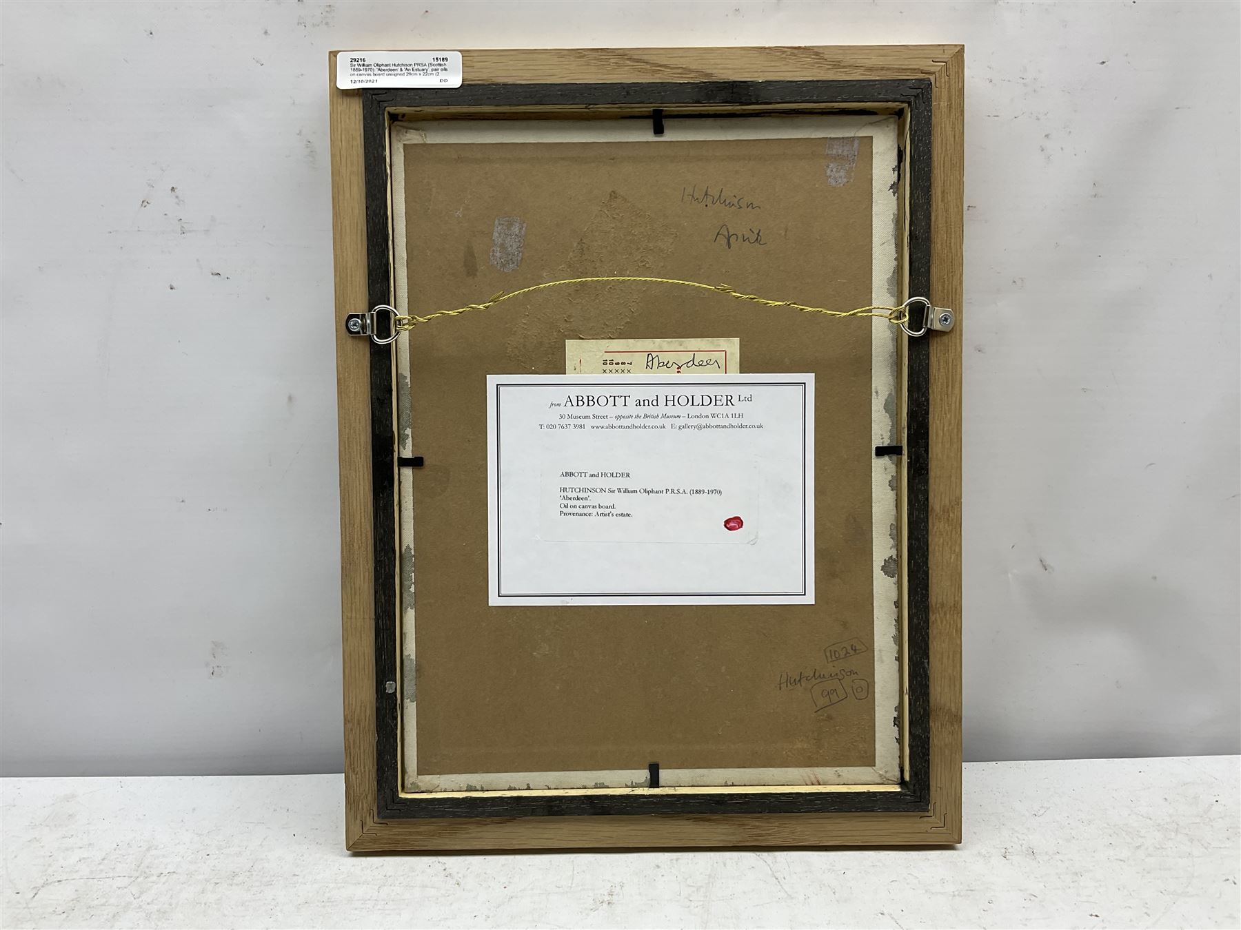 Sir William Oliphant Hutchison PRSA (Scottish 1889-1970): 'Aberdeen' & 'An Estuary', pair oils on canvas board unsigned 29cm x 22cm (2)
Provenance: with Abbott and Holder, Museum St., London; the artist's estate, labels verso