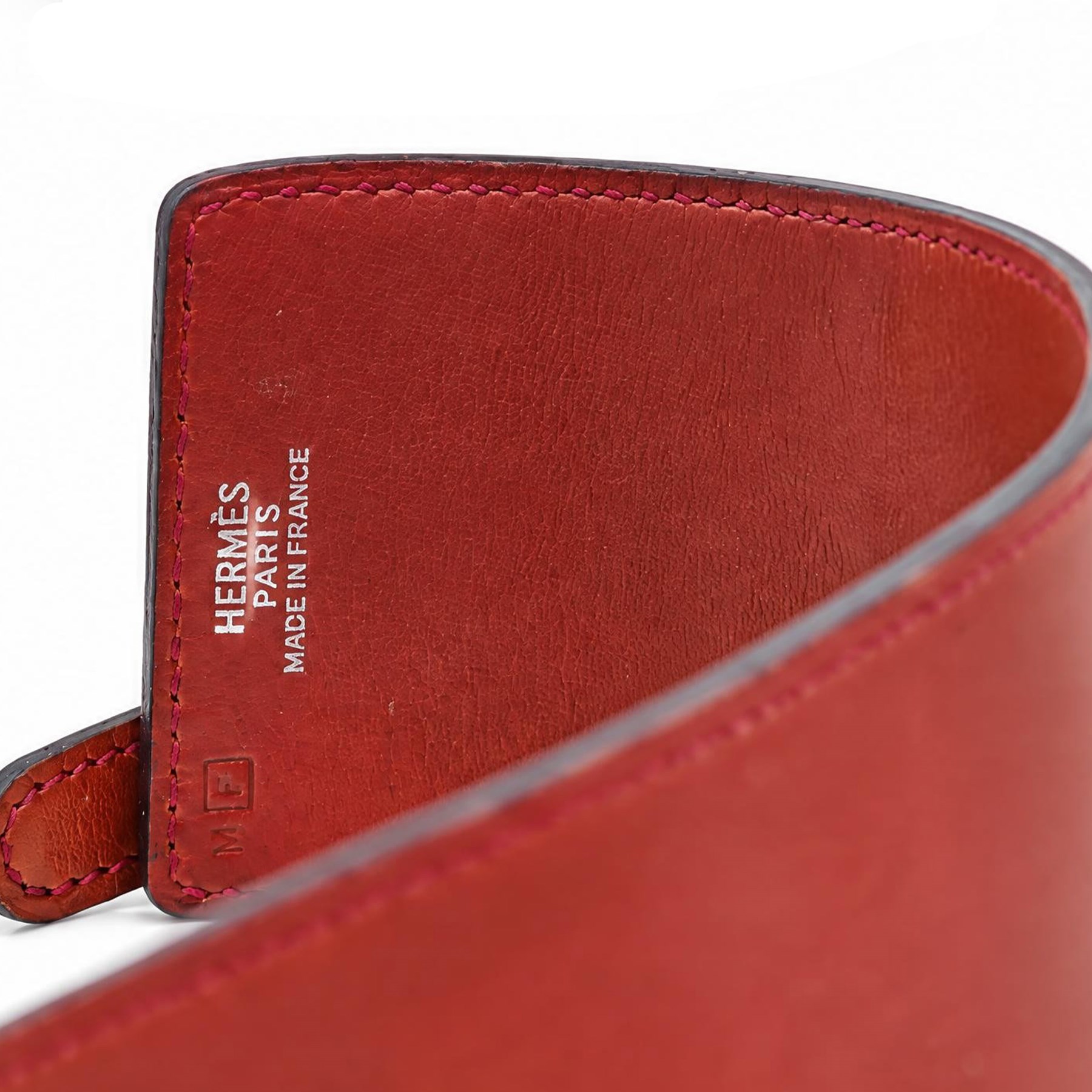 Hermès red leather Bracelet de Force, boxed