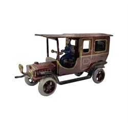 Ernst Plank van, circa 1912, maroon body with gilt detail, hinged roof and driver, H4cm, L7cm