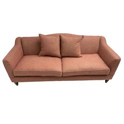 John Lewis - Grande four seat sofa upholstered in woollen tweed fabric, on turned front feet