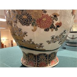 Large satsuma vase of baluster form, decorated with flowering sprigs and gilt borders, H48cm 