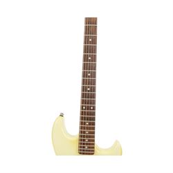 1980s G&L by Leo Fender SC3 electric guitar, in cream finish, made in USA serial no. G021189, contained within a hard carry case