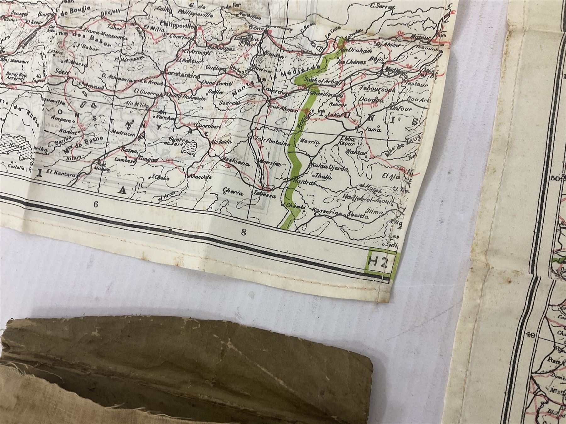 Two WW2 double sided silk escape and evade maps of Europe, comprising: Germany, Belgium, France, Holland, Spain etc,  in canvas envelope stamped Mark II