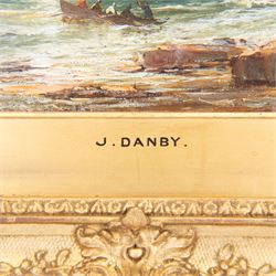 James Francis Danby (Irish 1793-1861): Tynemouth Priory and Castle - a View from the Shore, oil on canvas attributed on the mount, 17cm x 27cm 