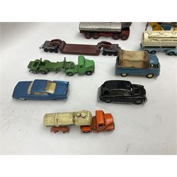 Budgie - five unboxed and playworn die-cast commercial vehicles comprising Scammell Scarab with BR Semi-Trailer, Volkswagen Pick-Up, Towing Tender & Breakdown Truck, Highwayman Transporter No.326 and Routeman Pneumajector No.322; Morestone G&E Wood open lorry and Petrol Tanker; nine early Lesney models; and small quantity of others by various makers