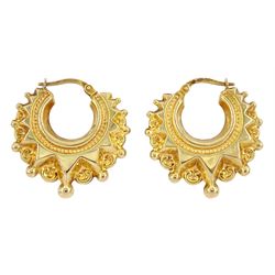 Pair of 9ct gold hoop earrings, Sheffield import mark 1992