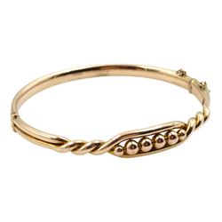 Victorian rose 9ct gold bead and twisted design bangle