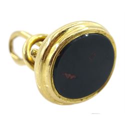 Victorian 18ct gold bloodstone fob, stamped 18