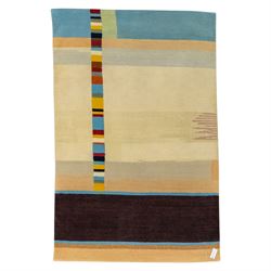 Rugs by Design - ‘Sand Bar’ Nepalese thick pile wool rug, with abstract horizontal bands i...