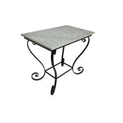 Marble topped wrought iron table