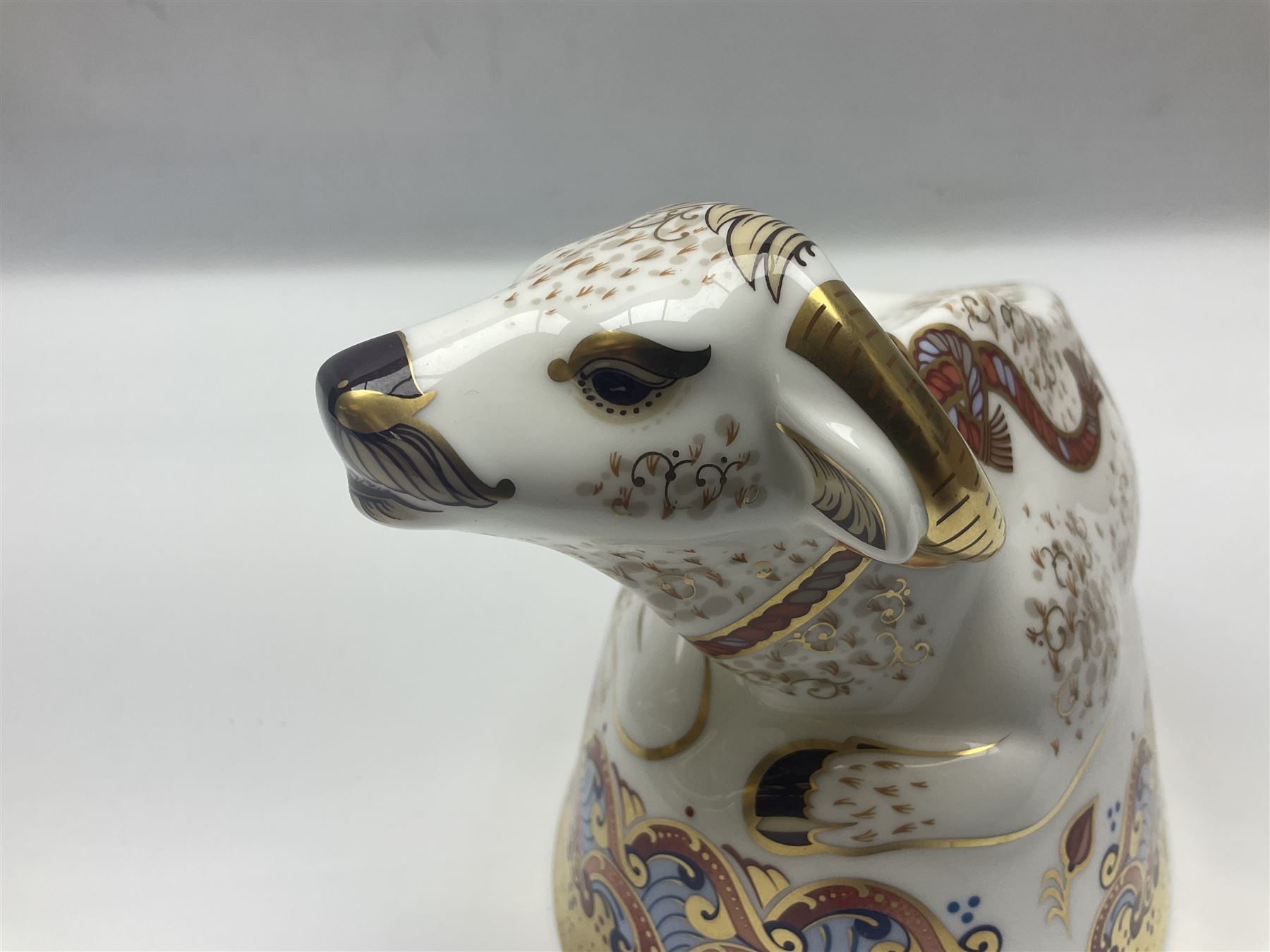 Royal Crown Derby paperweight, Harrods Water Buffalo, limited edition 75/350, with gold stopper and printed mark beneath, with certificate and original box